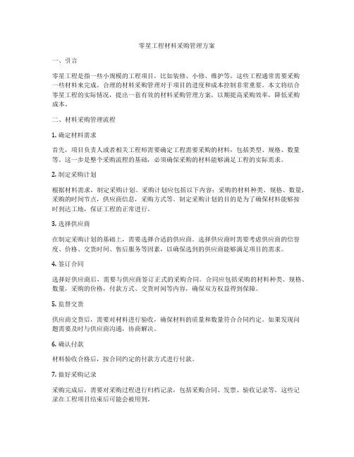 零星工程材料采购管理方案