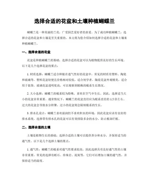 选择合适的花盆和土壤种植蝴蝶兰