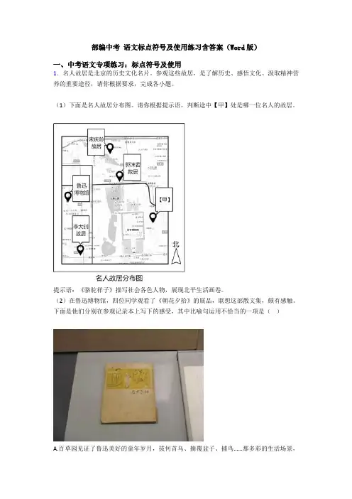 部编中考 语文标点符号及使用练习含答案(Word版)