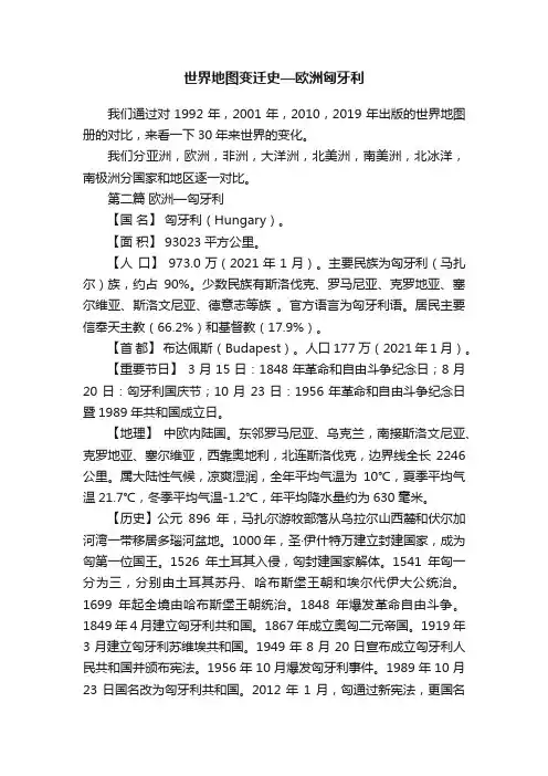 世界地图变迁史—欧洲匈牙利