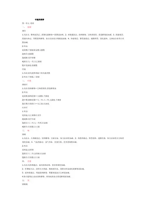 中医外科学重点总结