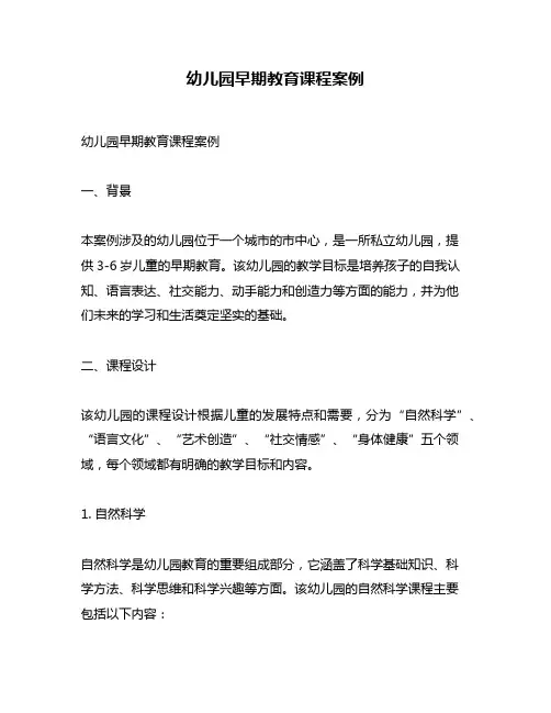 幼儿园早期教育课程案例