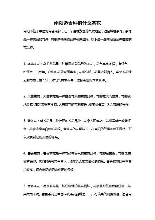 南阳适合种植什么茶花
