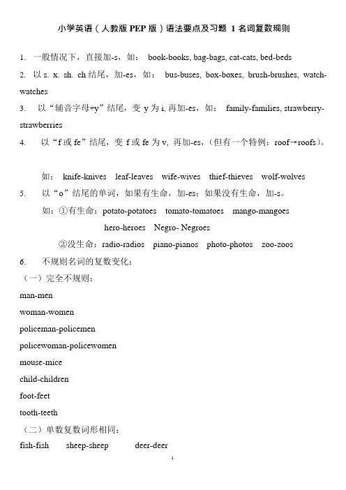 (完整)小学英语(人教版PEP版)语法要点详解及练习题-六年级-小升初必备大全,推荐文档