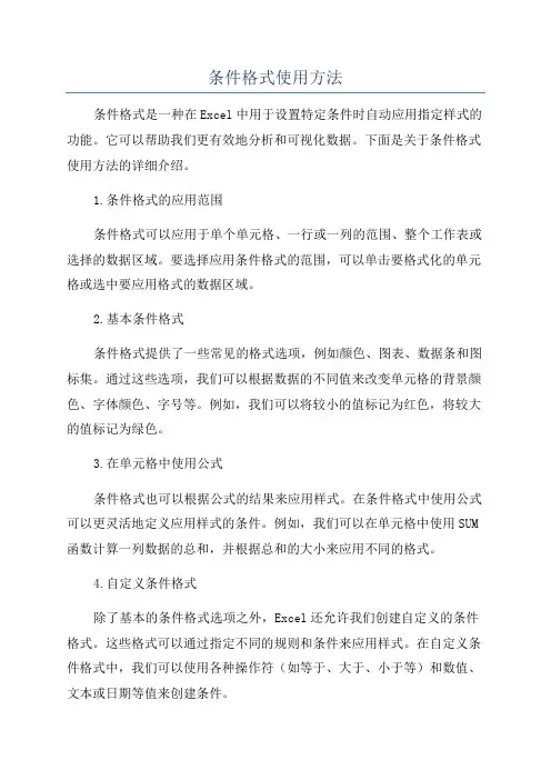 条件格式使用方法