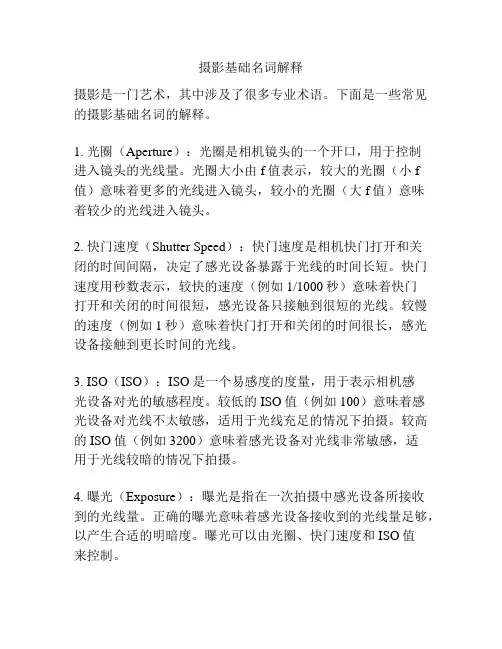 摄影基础名词解释