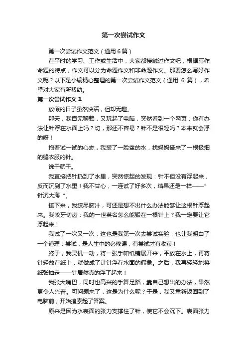 第一次尝试作文范文（通用6篇）