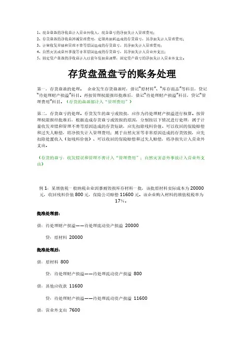 【VIP专享】盘盈盘亏的处理