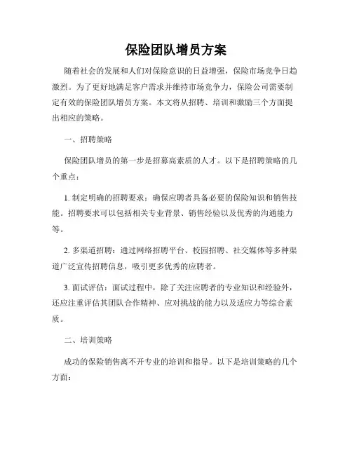 保险团队增员方案