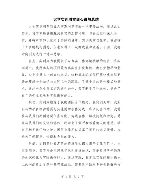 大学实训周实训心得与总结