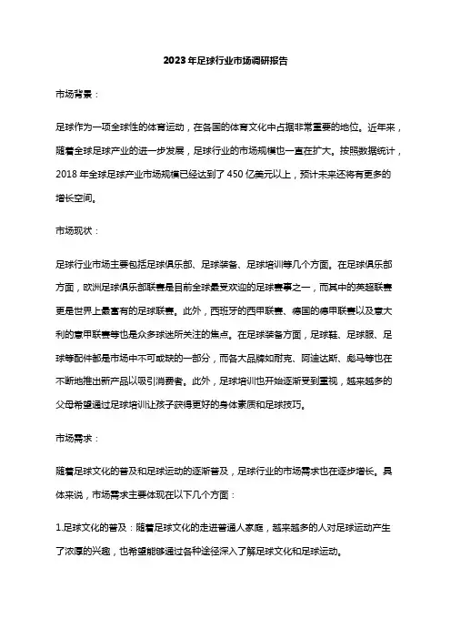 2023年足球行业市场调研报告