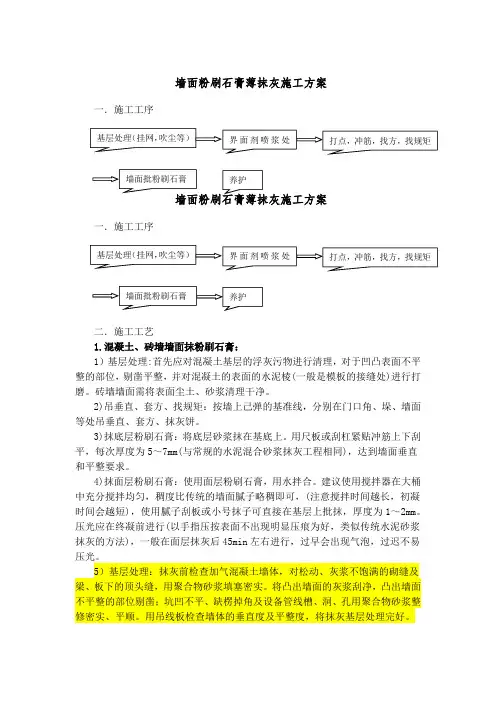 墙面粉刷石膏薄抹灰施工方案