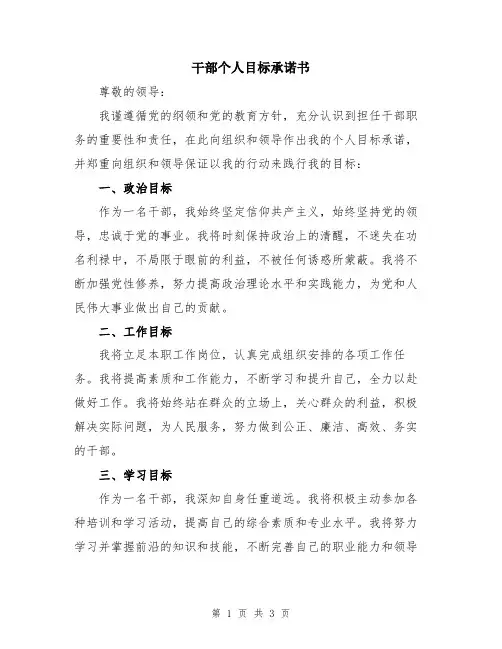 干部个人目标承诺书