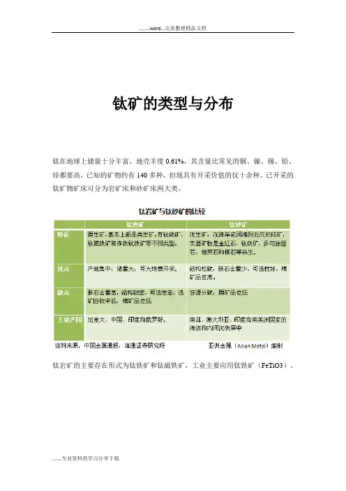 钛矿的类型与分布