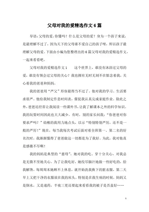 父母对我的爱精选作文6篇