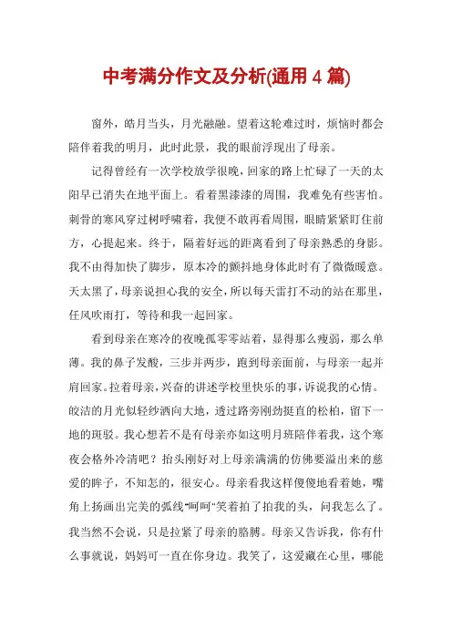 中考满分作文及分析(通用4篇)