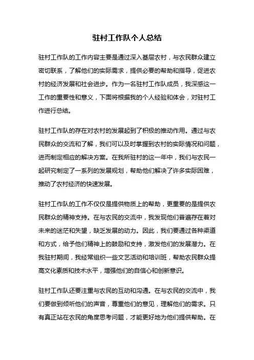 驻村工作队个人总结
