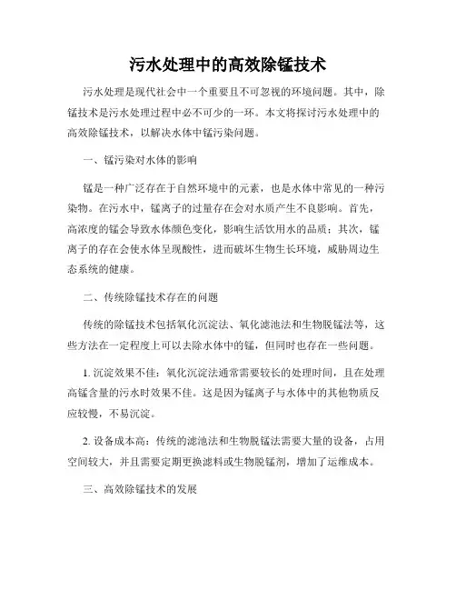 污水处理中的高效除锰技术