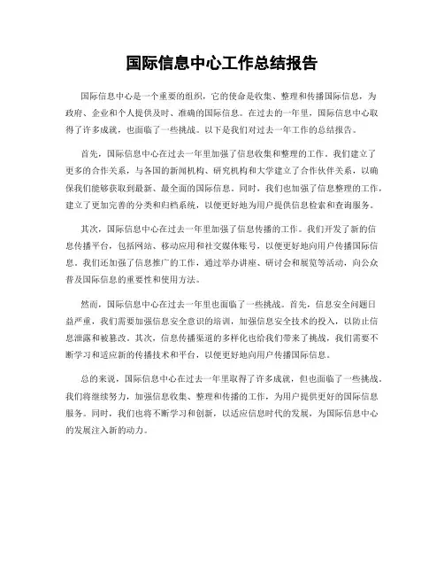 国际信息中心工作总结报告