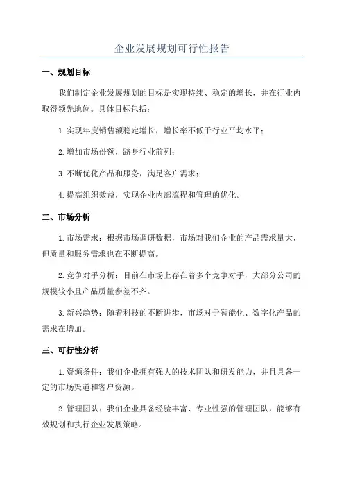 企业发展规划可行性报告