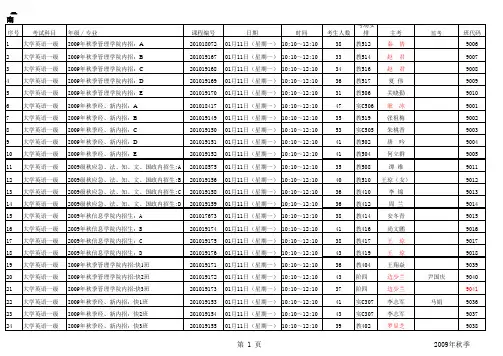 暨南大学20092010学年第一学期2008年秋季生内招生
