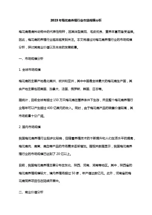 2023年梅花鹿养殖行业市场规模分析