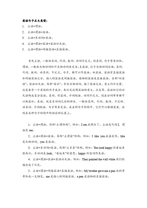 英语中的五大句子类型