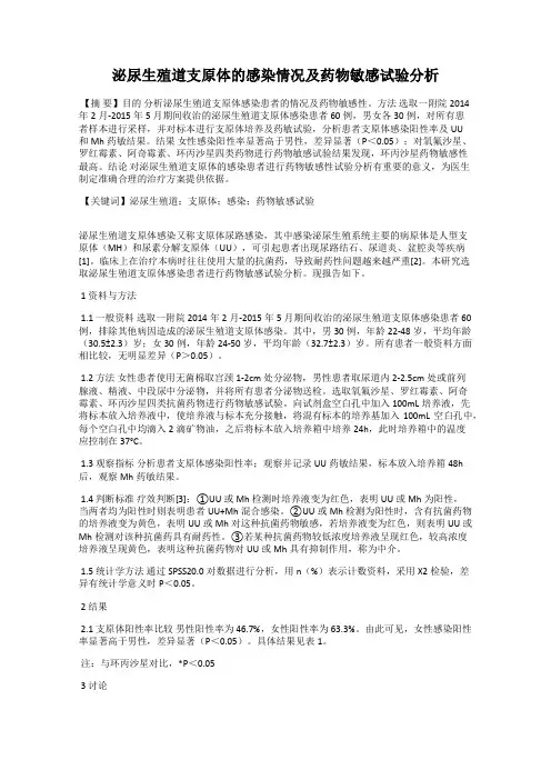 泌尿生殖道支原体的感染情况及药物敏感试验分析