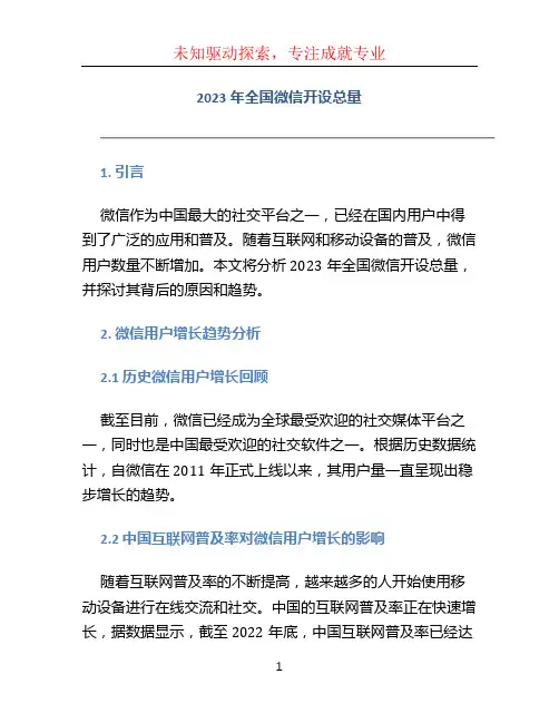 2023年全国微信开设总量