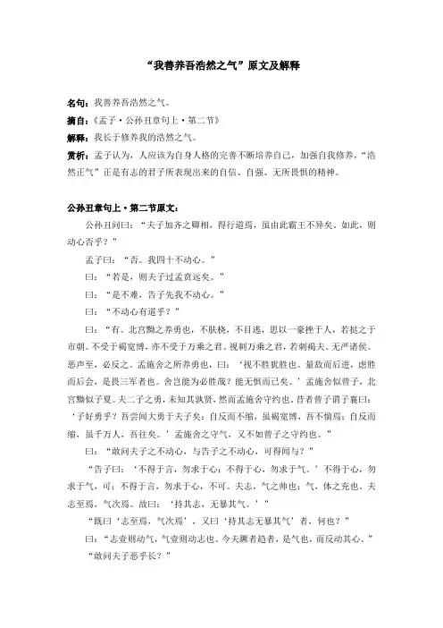 “我善养吾浩然之气”原文及解释