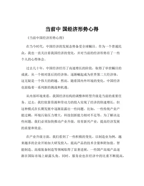 当前中 国经济形势心得