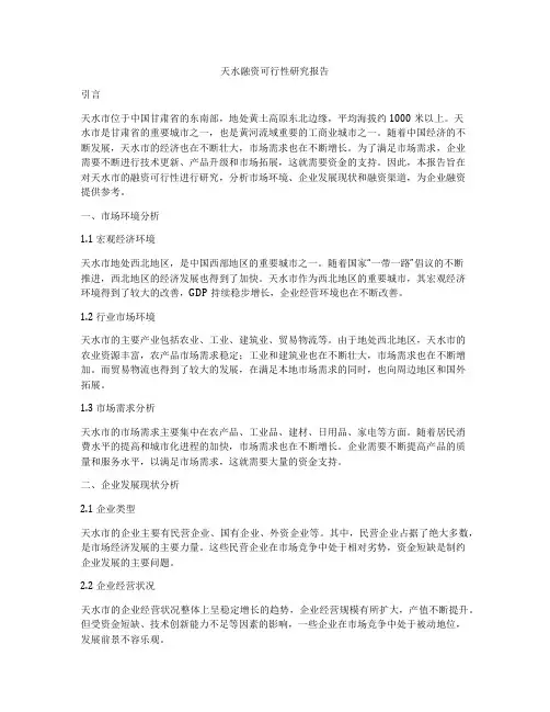 天水融资可行性研究报告