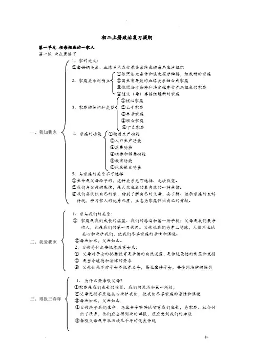 初二上册政治复习提纲(全版)