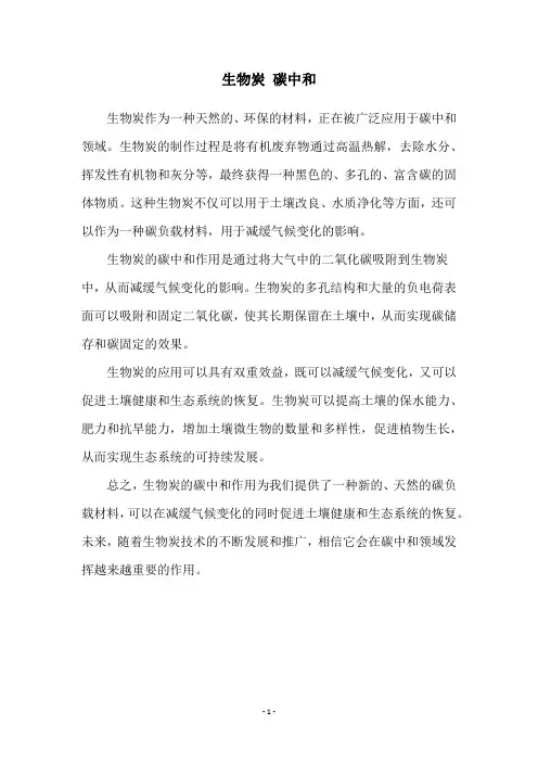 生物炭 碳中和