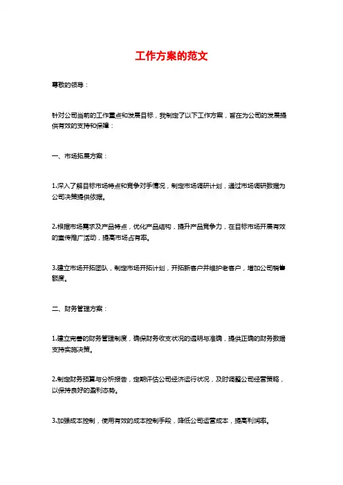 工作方案的范文