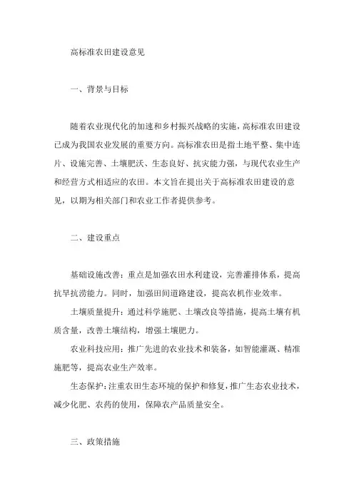 高标准农田 意见