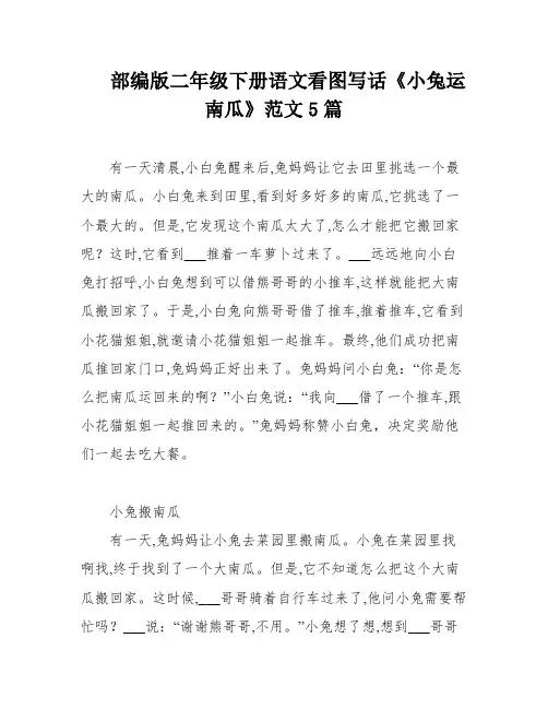 部编版二年级下册语文看图写话《小兔运南瓜》范文5篇