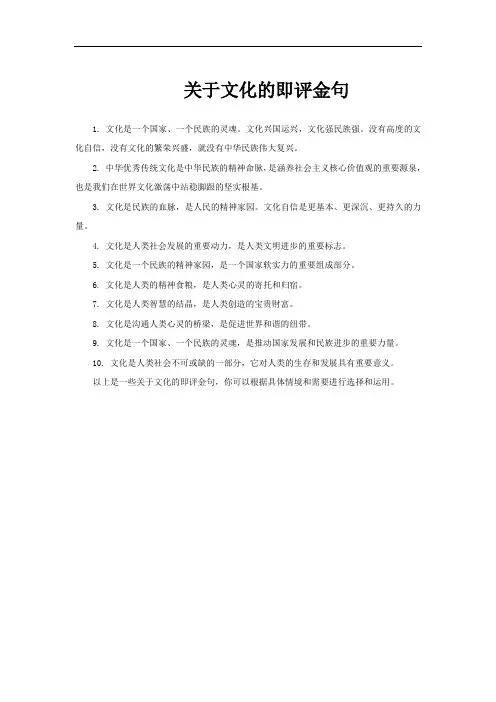 关于文化的即评金句