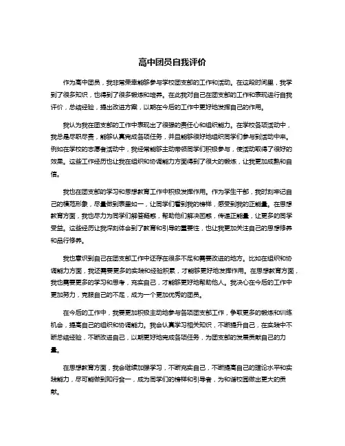 高中团员自我评价