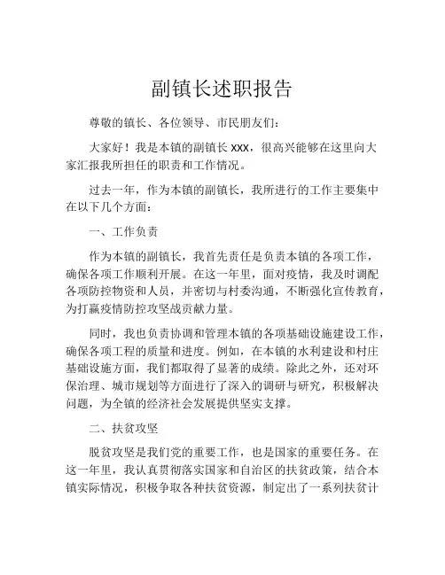副镇长述职报告