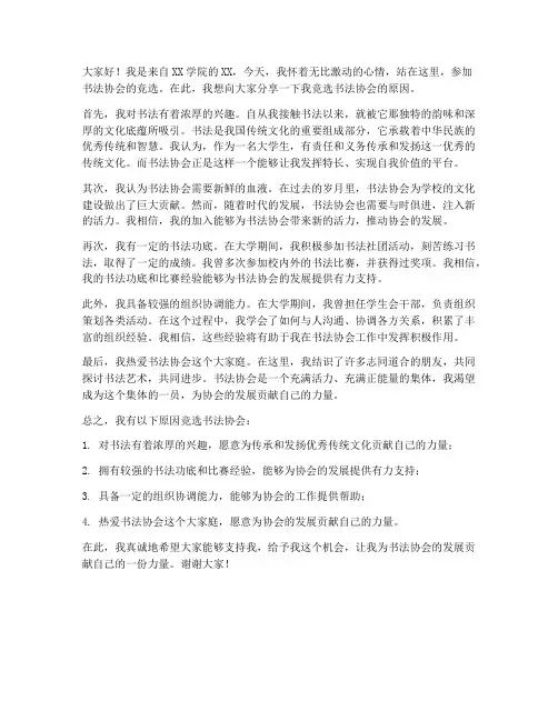 书法协会竞选原因总结范文