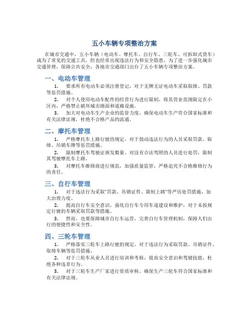 五小车辆专项整治方案