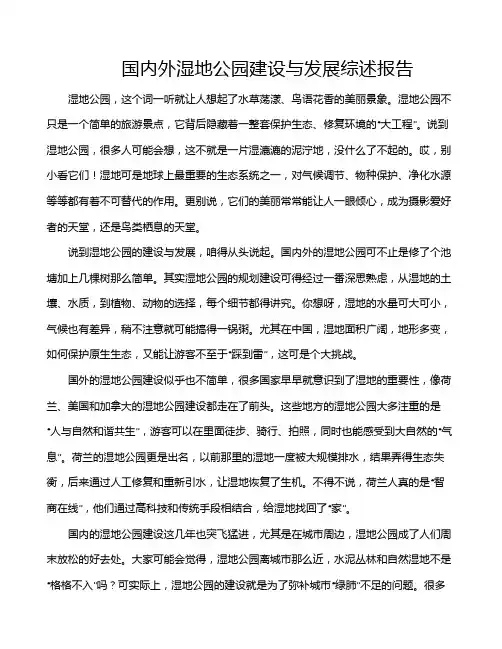 国内外湿地公园建设与发展综述报告