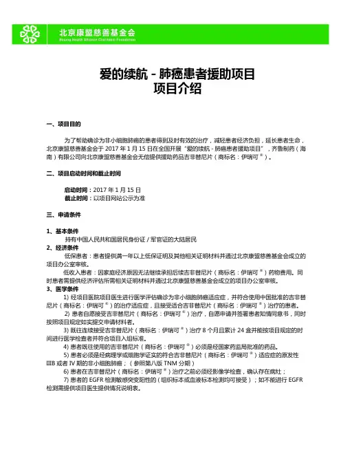 爱的续航-肺癌患者援助项目项目介绍