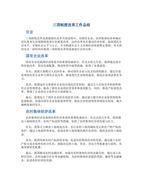 三项制度改革工作总结