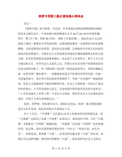 筑梦中国第三集正道沧桑心得体会