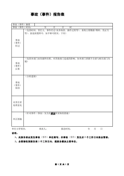 事故(事件)报告表