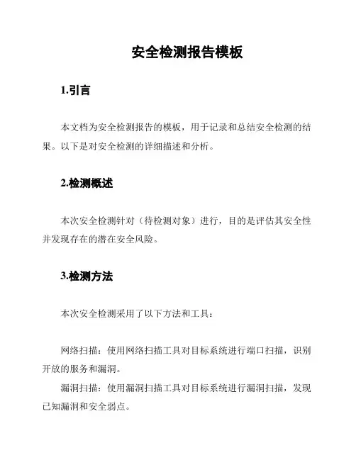 安全检测报告模板