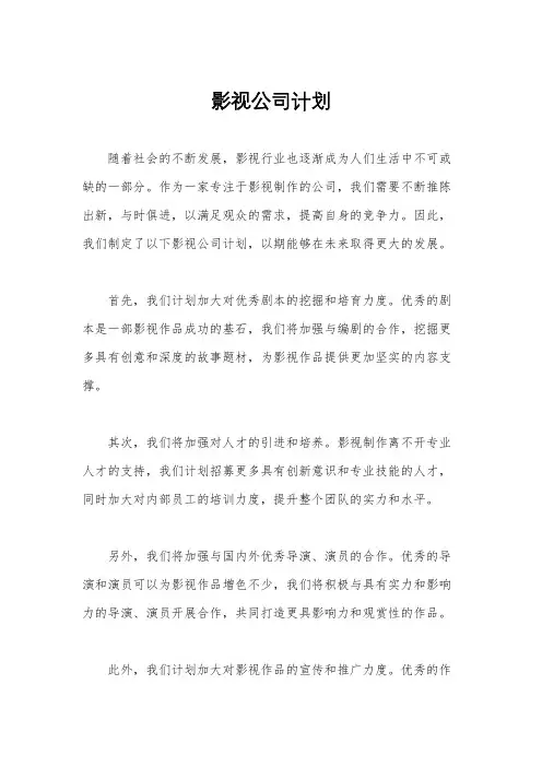影视公司计划