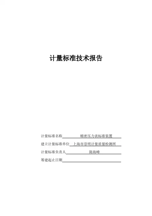 压力表标准技术报告